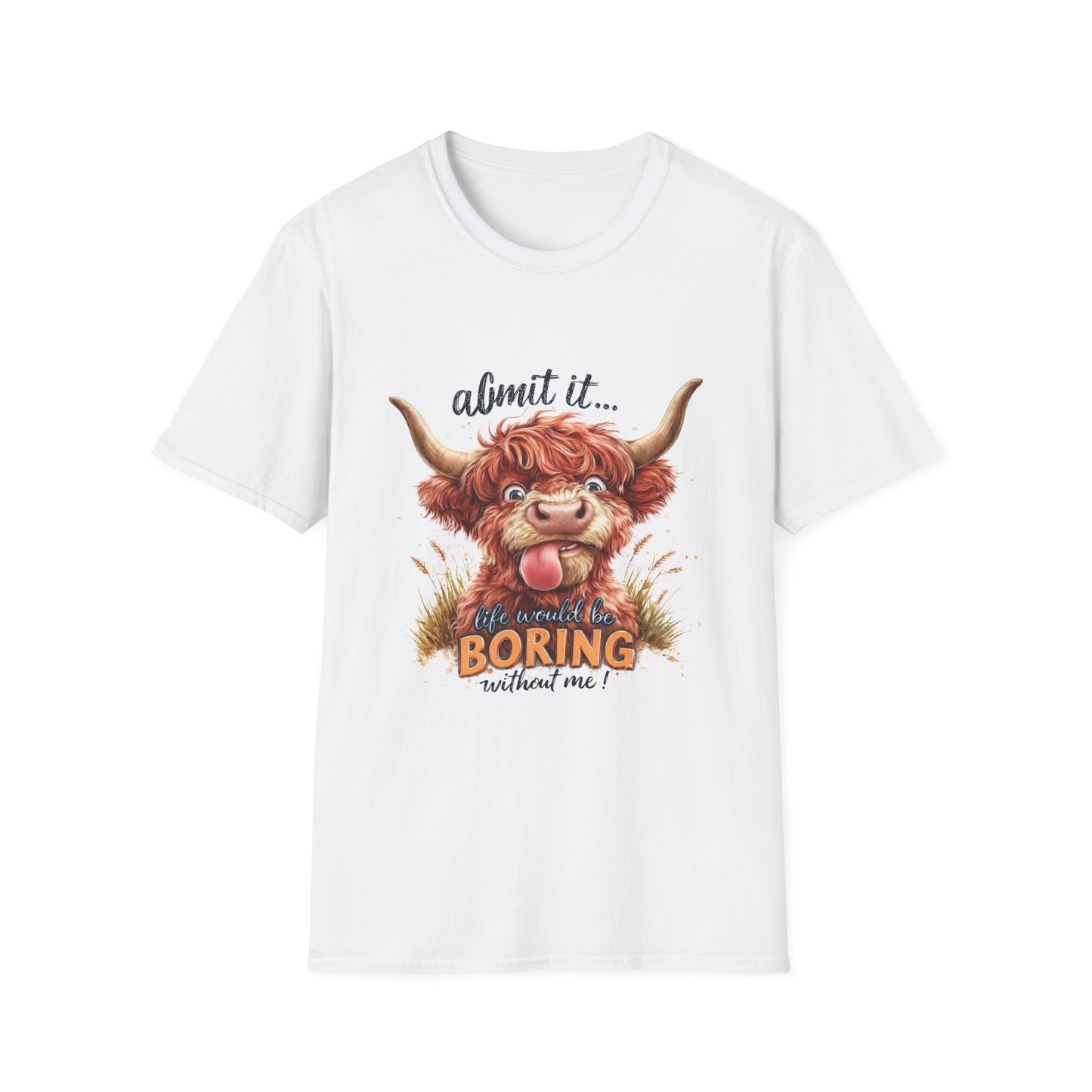 'Admit It... You’re Boring' Cute Highland Cow Graphic Tee