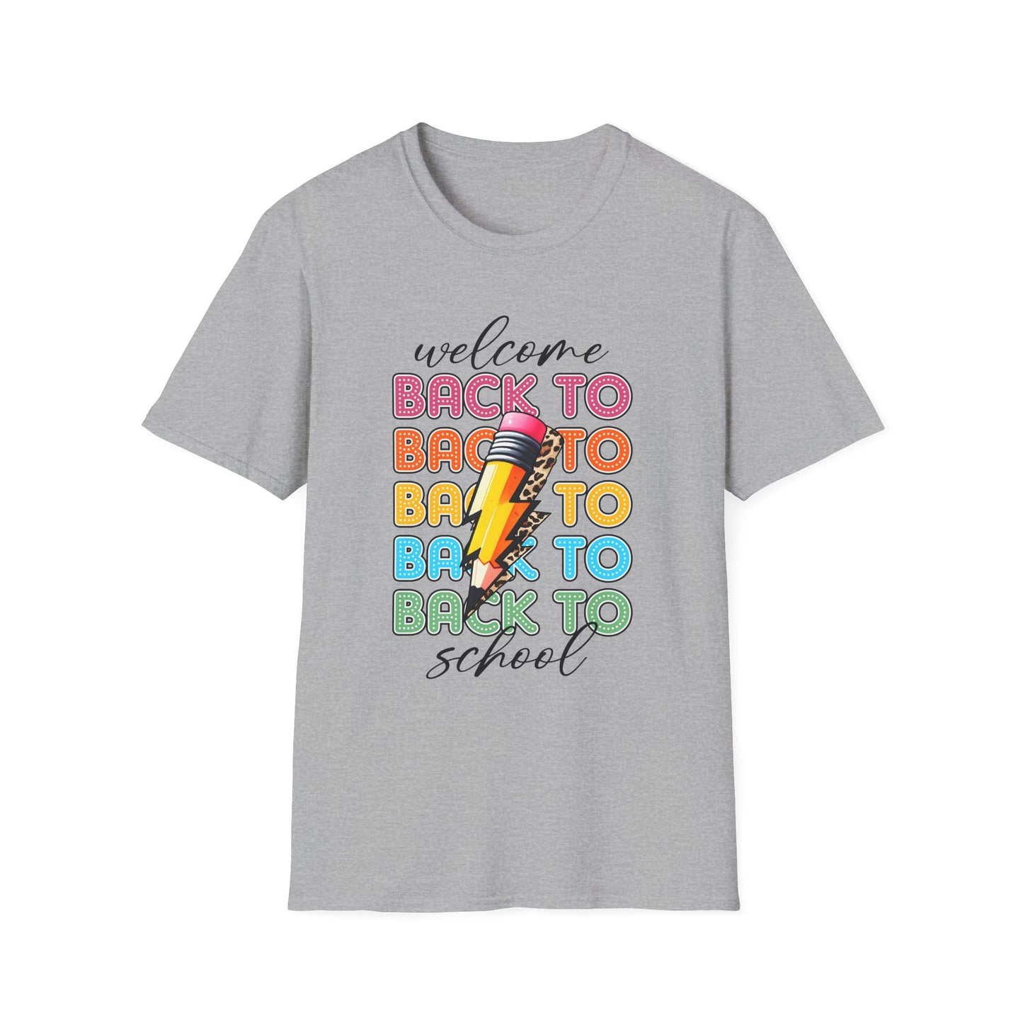 Welcome Back to School Pencil Graphic T-Shirt | Retro Colorful Typography