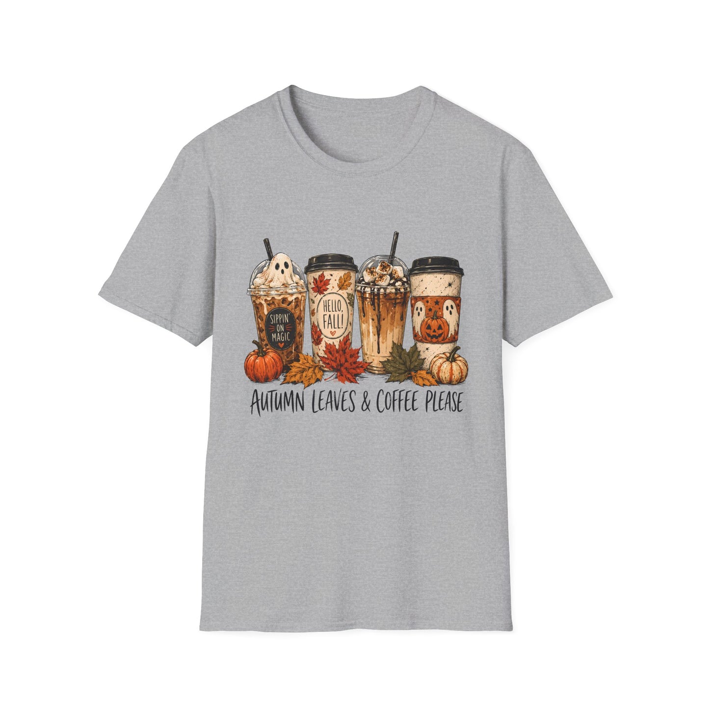 Autumn Coffee Cups T-Shirt | Fall Pumpkin Spice Latte Design