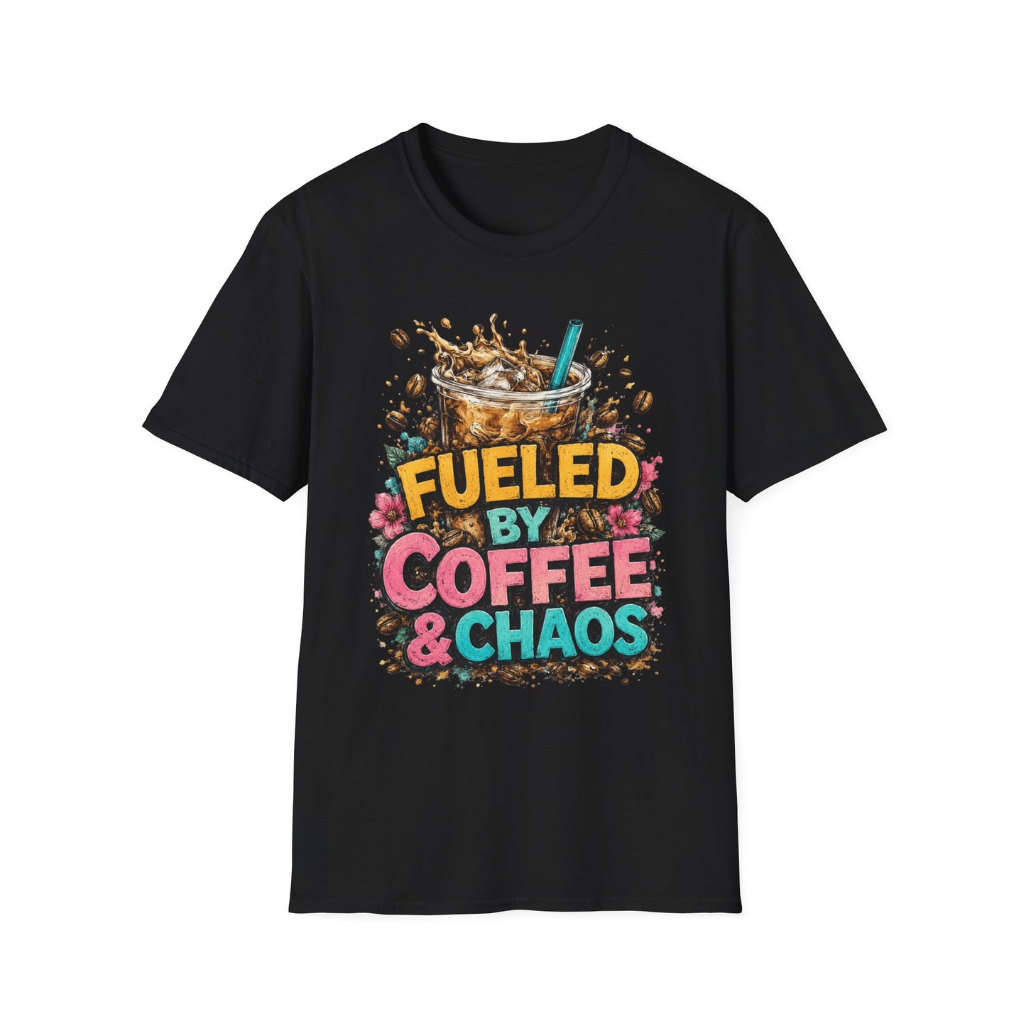 Fueled by Coffee & Chaos T-Shirt | Iced Coffee Graphic Tee