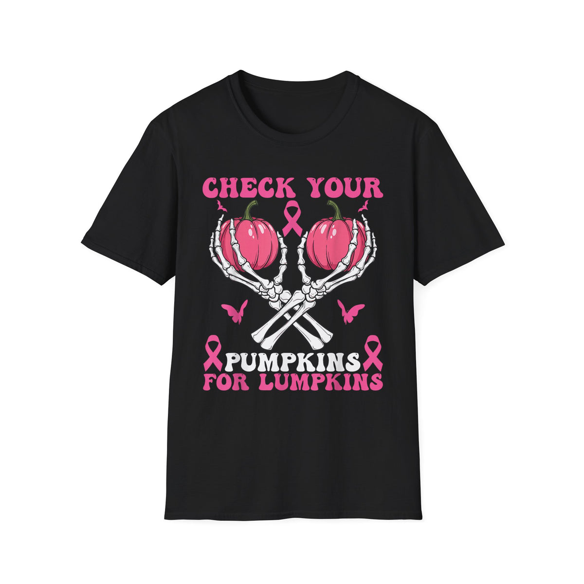 Check Your For Lumpkins T-Shirt — Breast Cancer Awareness Pumpkin Graphic