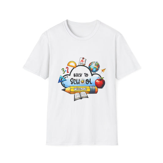 Back to School Graphic T-Shirt | Pencil, Globe, Apple, School Icons