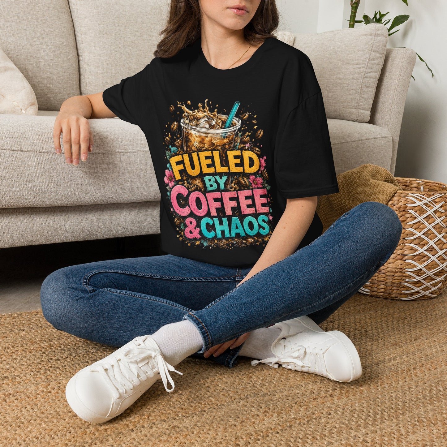 Fueled by Coffee & Chaos T-Shirt | Iced Coffee Graphic Tee