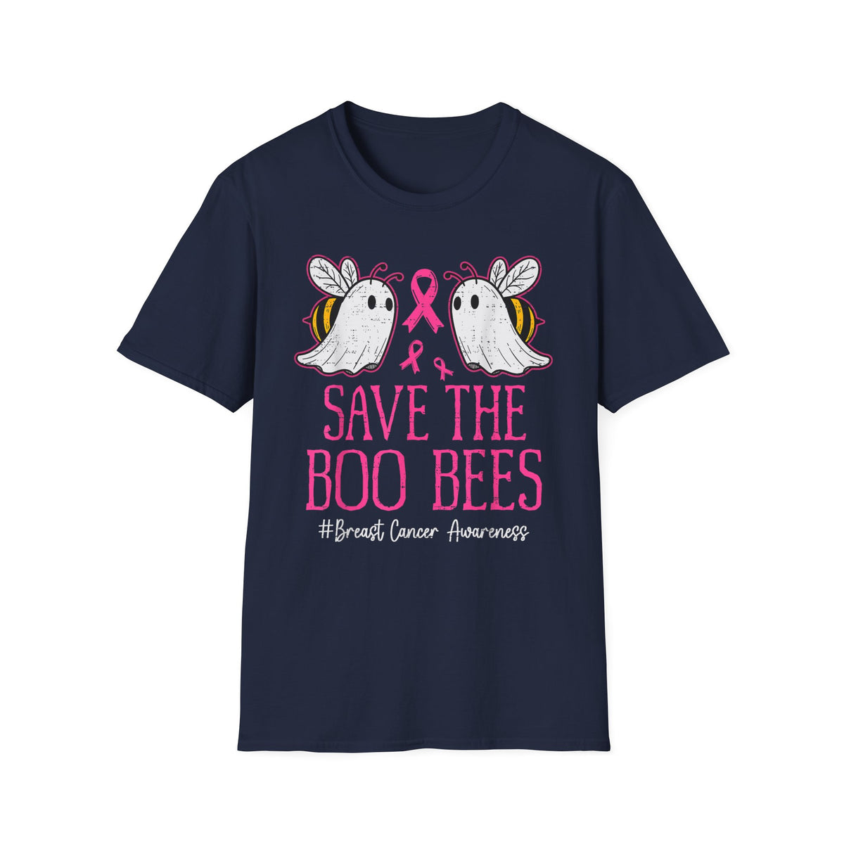 Breast Cancer Awareness T-Shirt — "Save the Boo Bees" Cute Ghost Bee Design