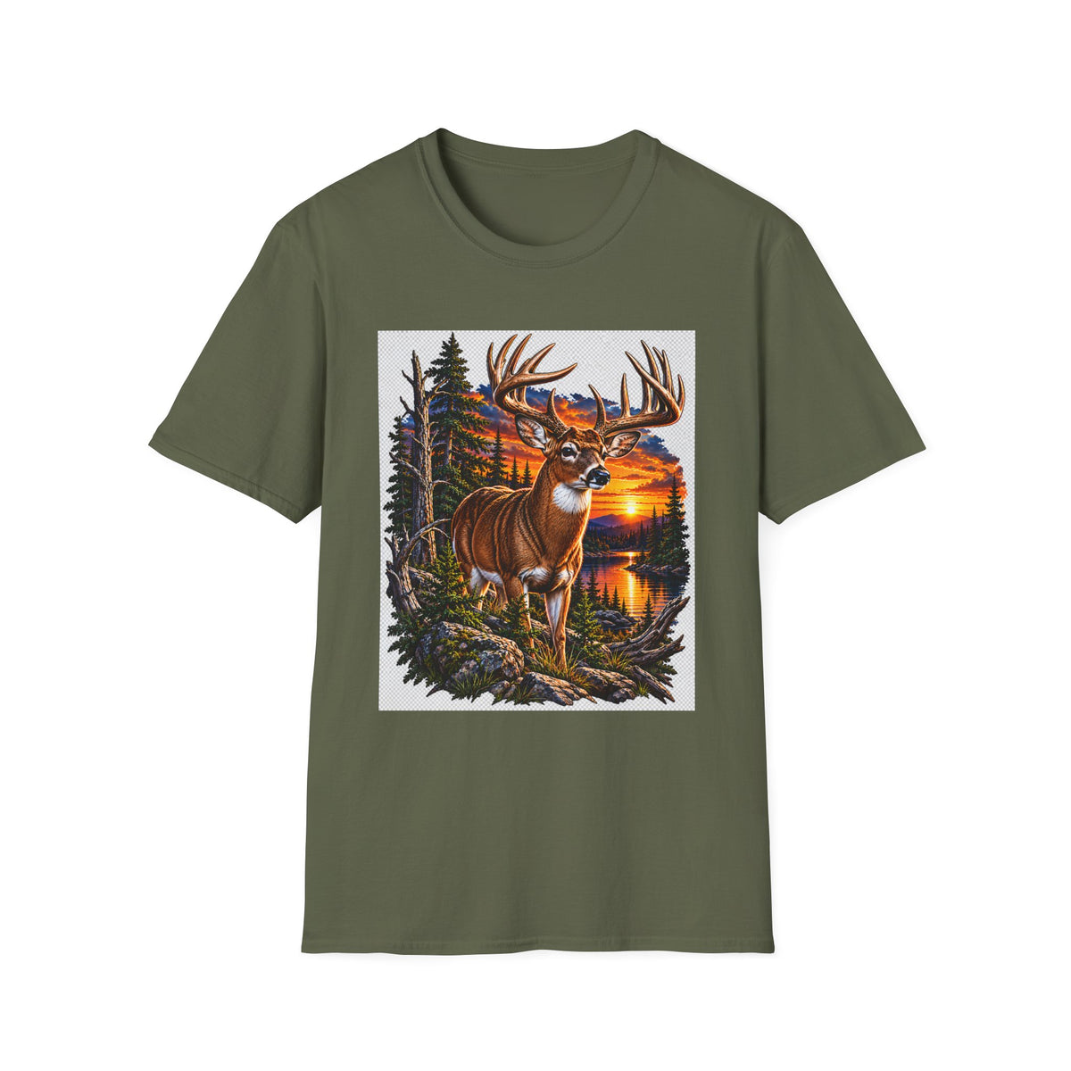 Buck at Sunset T-Shirt — Forest Wildlife Hunting Nature Tee