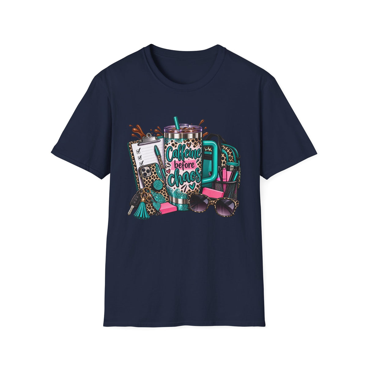 Coffee Before Chaos T-Shirt | Daily Essentials, Backpack, Sunglasses Graphic
