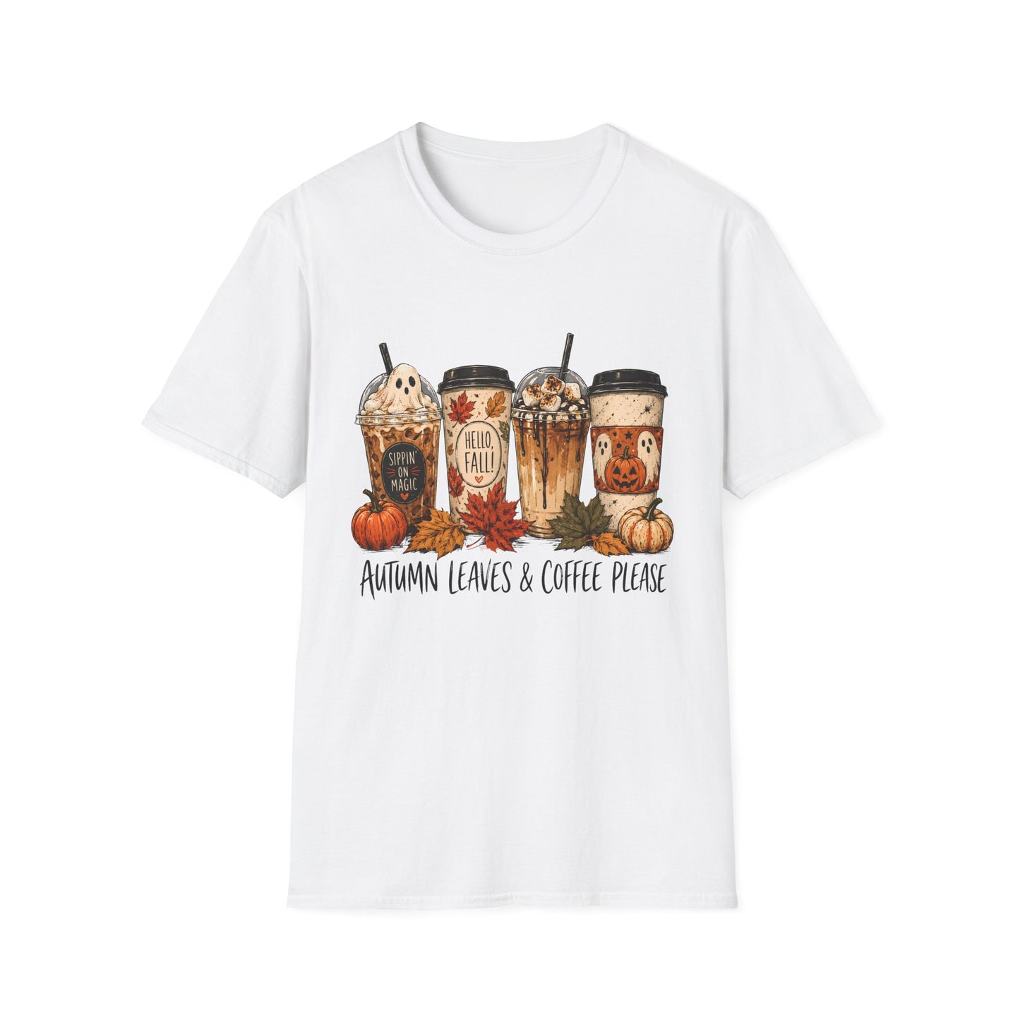 Autumn Coffee Cups T-Shirt | Fall Pumpkin Spice Latte Design