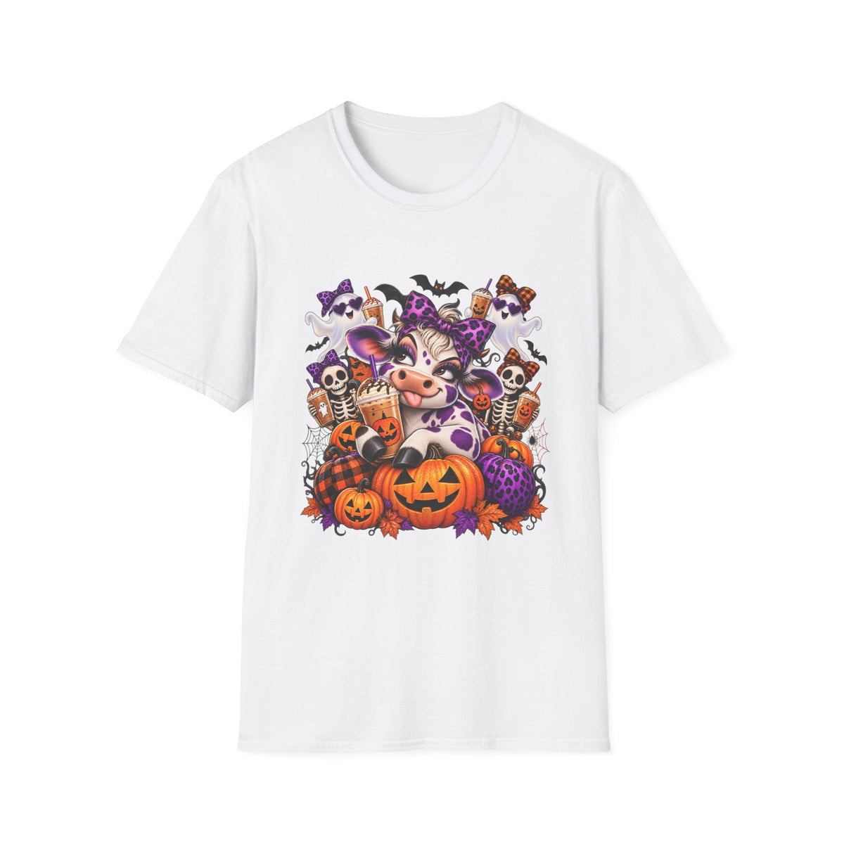 Sassy cow with Halloween Pumpkins T-Shirt | Spooky Cow Costume, Jack-o'-Lanterns