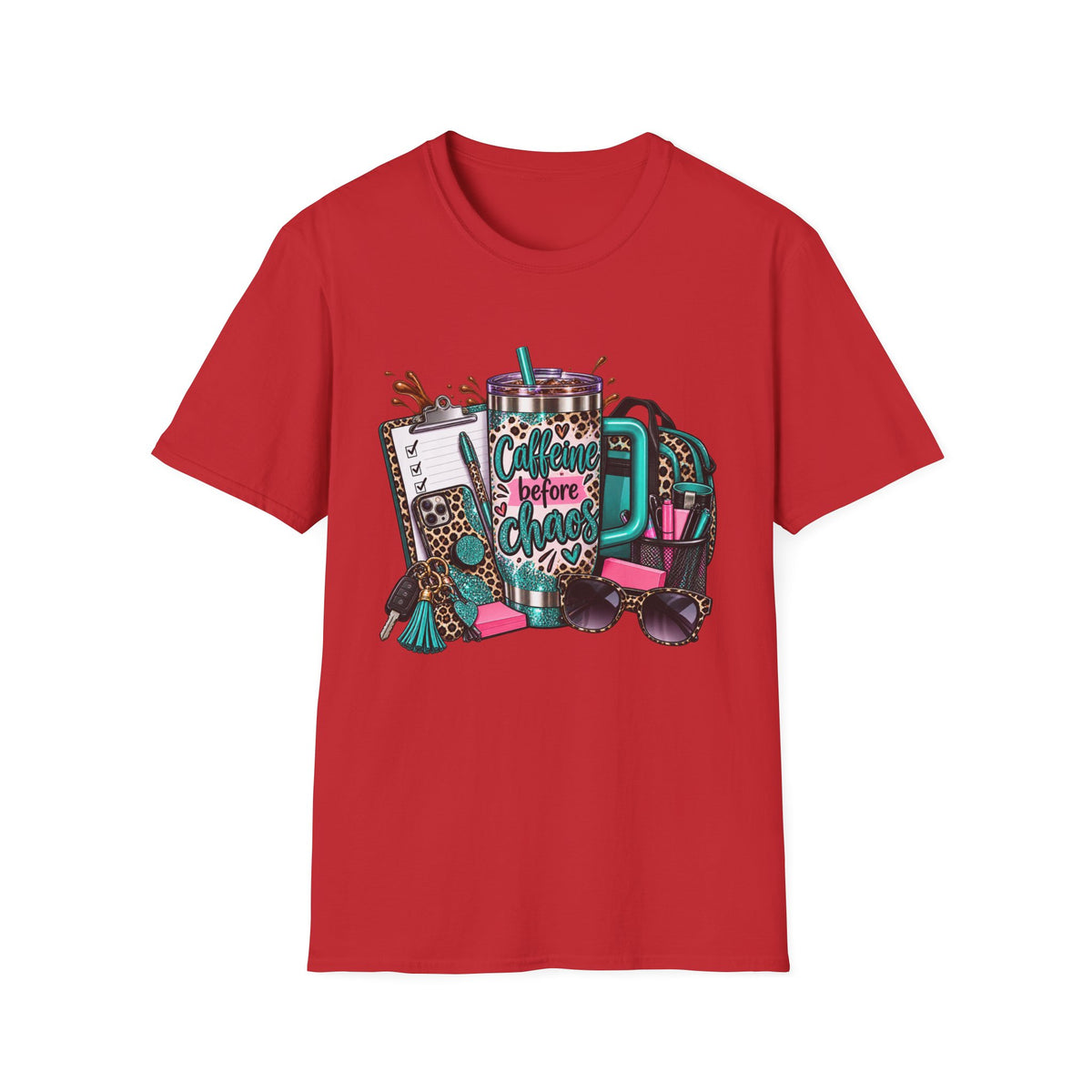 Coffee Before Chaos T-Shirt | Daily Essentials, Backpack, Sunglasses Graphic