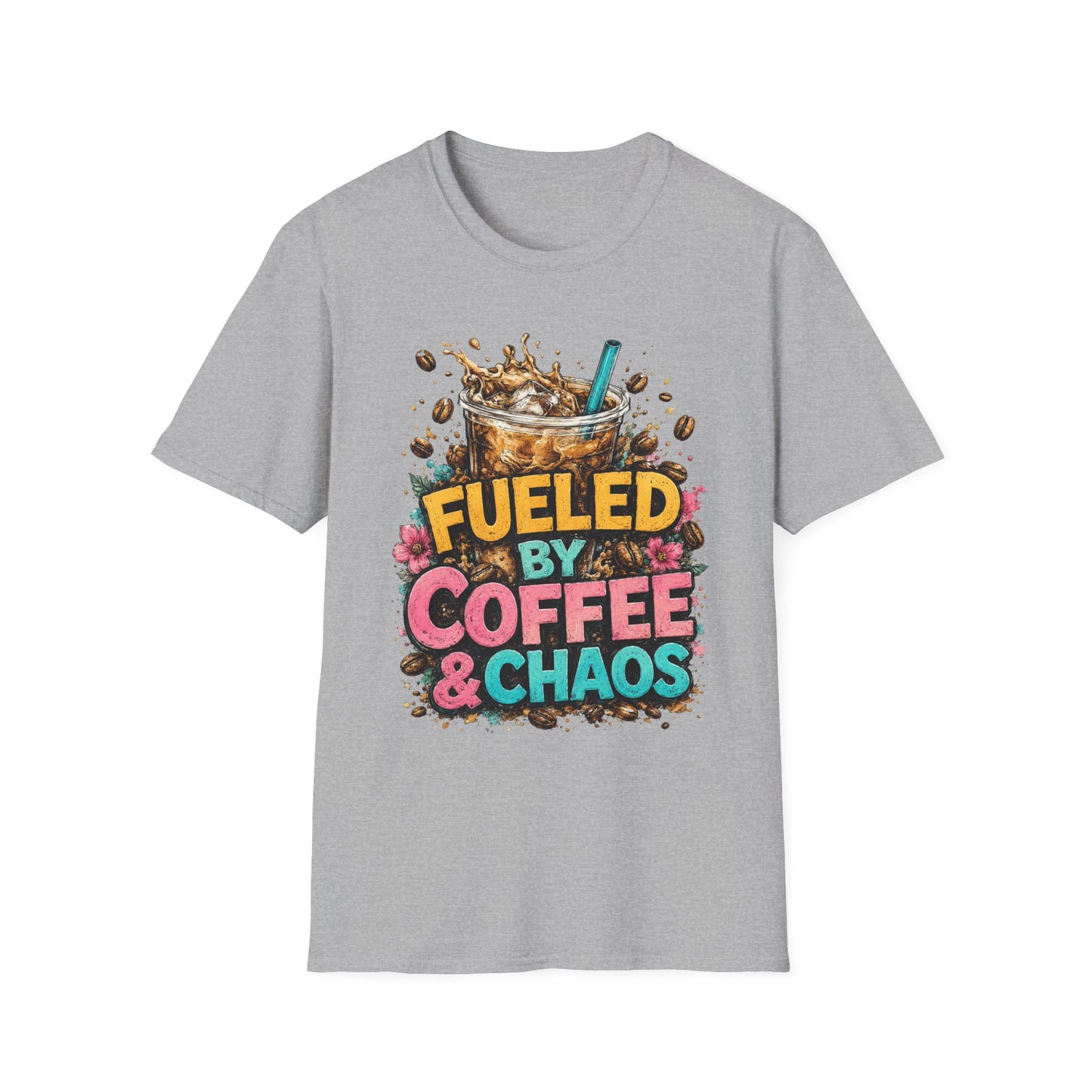 Fueled by Coffee & Chaos T-Shirt | Iced Coffee Graphic Tee
