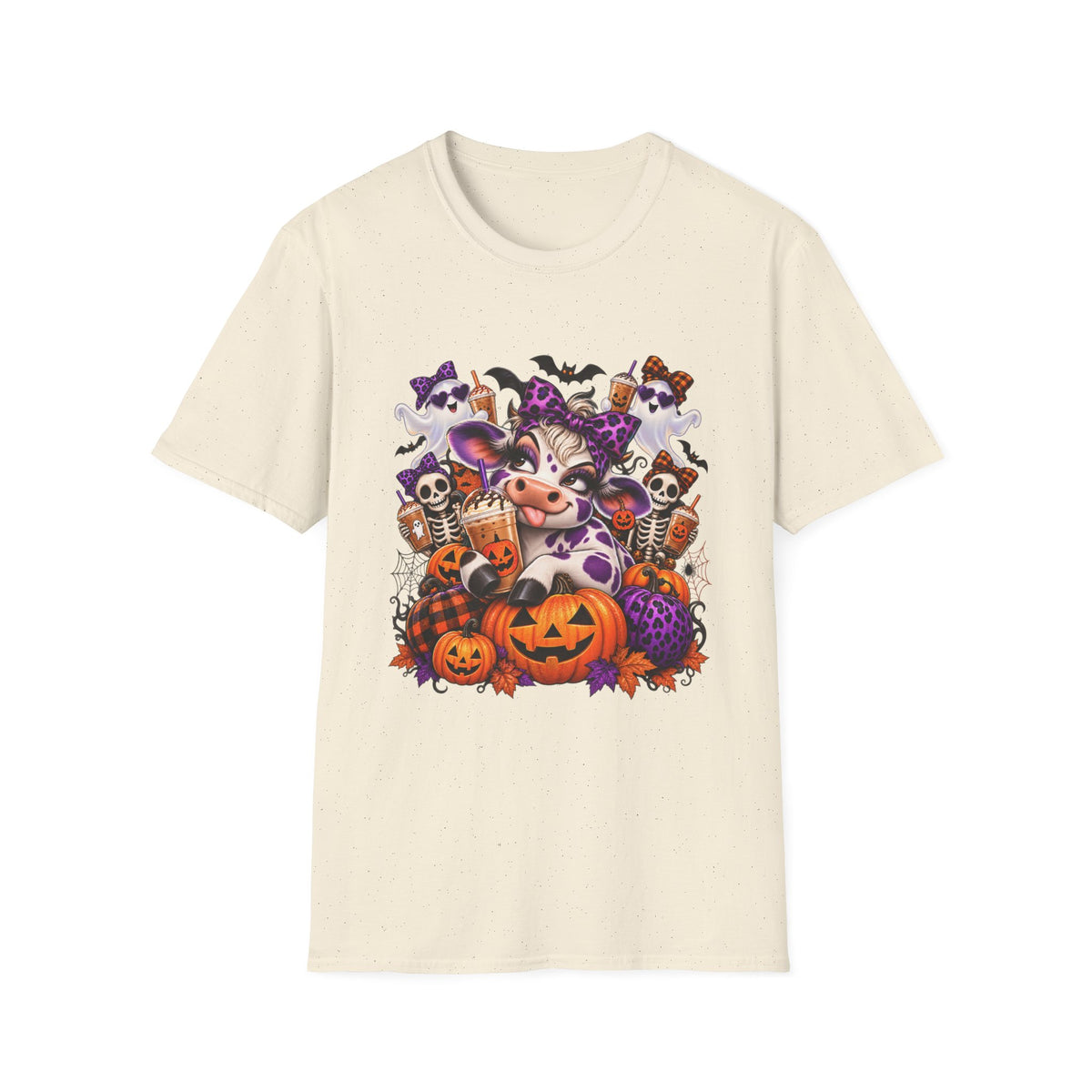 Sassy cow with Halloween Pumpkins T-Shirt | Spooky Cow Costume, Jack-o'-Lanterns