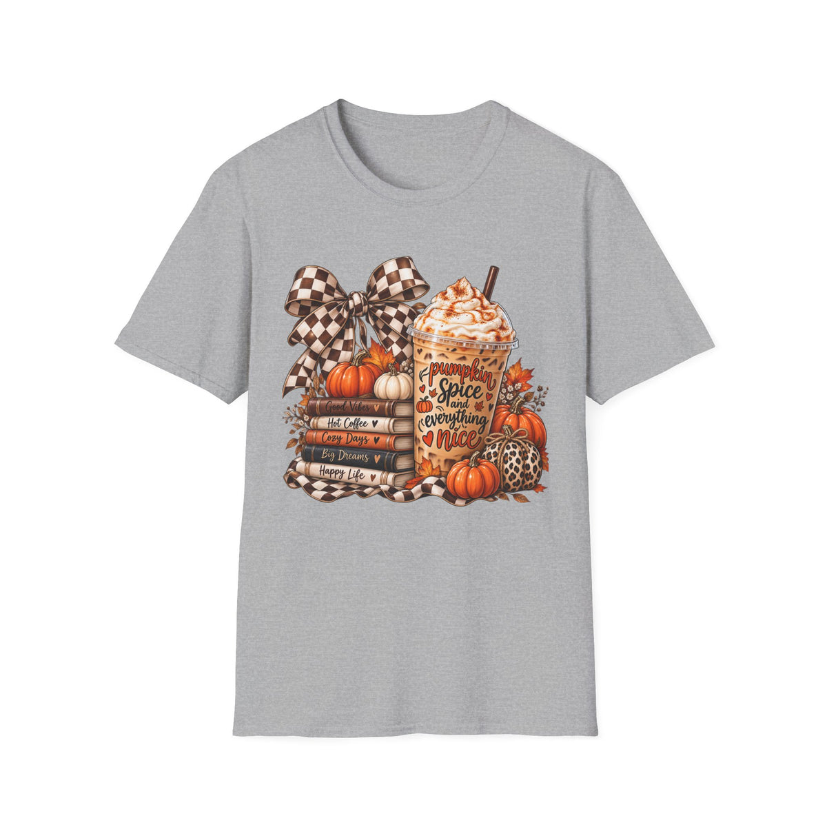 Pumpkin Spice Latte Stack T-Shirt | Fall Pumpkin Coffee Illustration