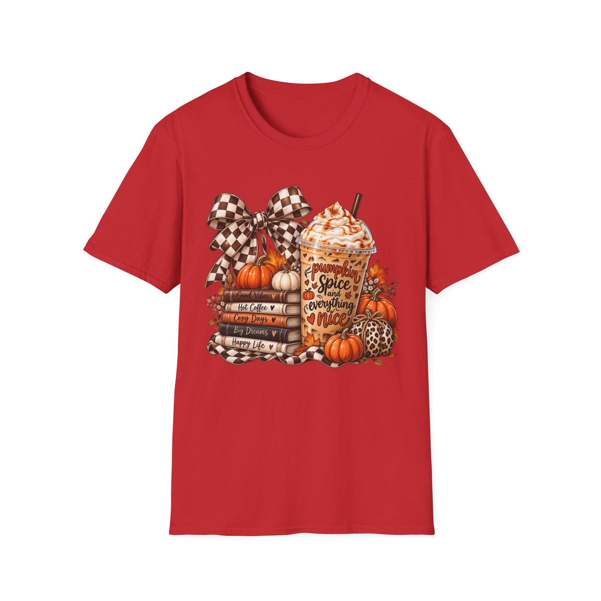 Pumpkin Spice Latte Stack T-Shirt | Fall Pumpkin Coffee Illustration