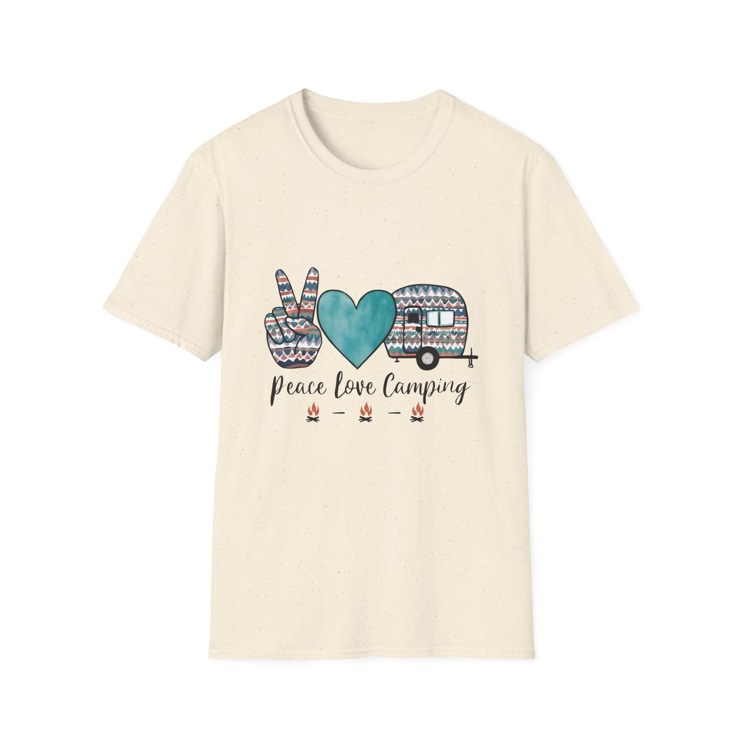 Peace Love Camping T-Shirt | Camper Van Heart Peace Sign Tee