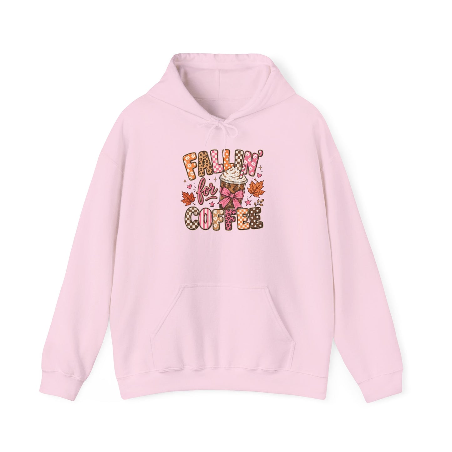 Fallin' for Coffee Hoodie | Autumn Coffee Cup, Leaves, Cozy Fall Design