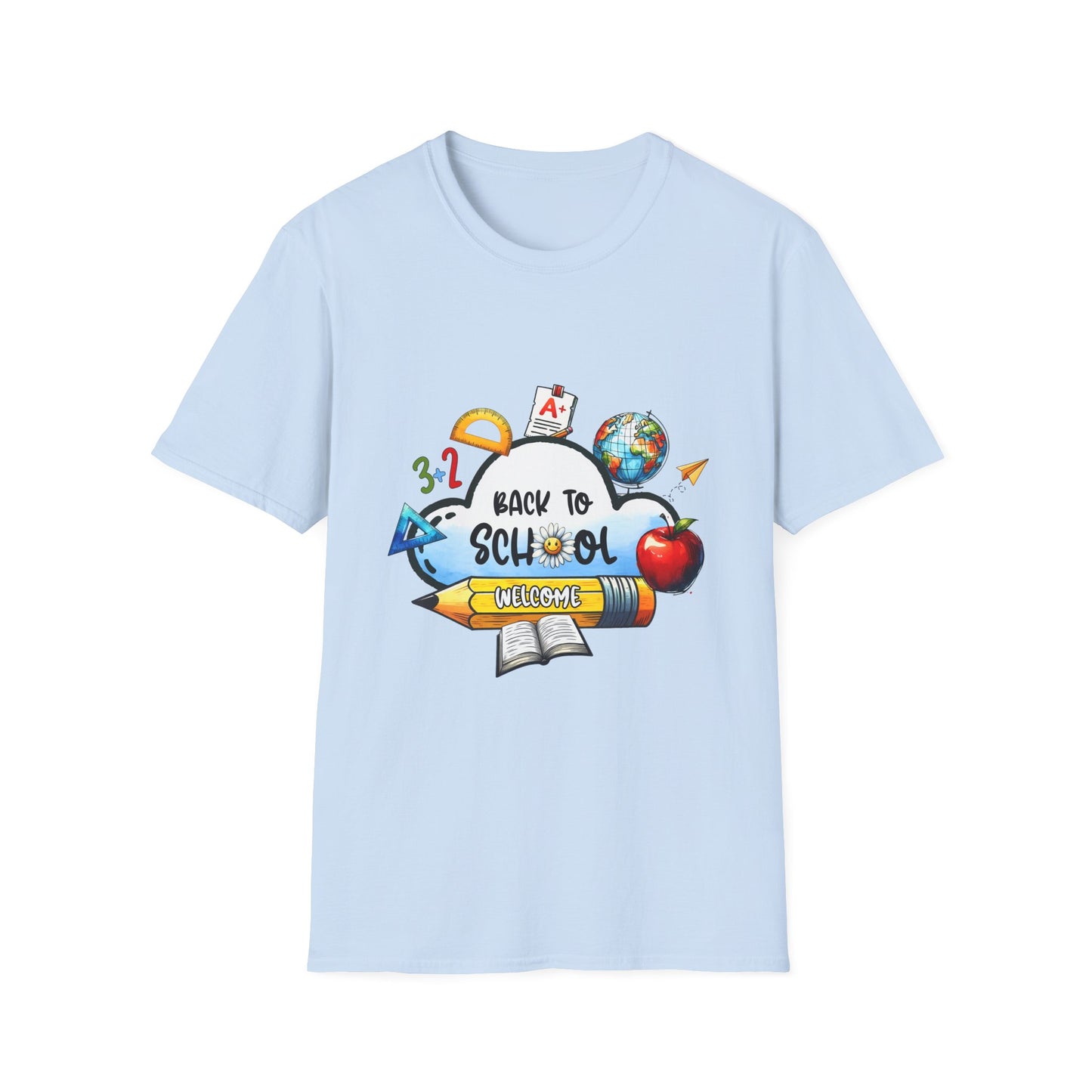 Back to School Graphic T-Shirt | Pencil, Globe, Apple, School Icons