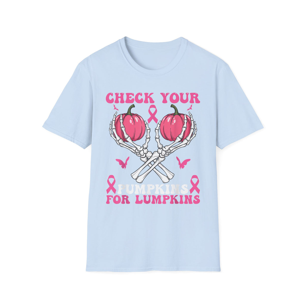 Check Your For Lumpkins T-Shirt — Breast Cancer Awareness Pumpkin Graphic