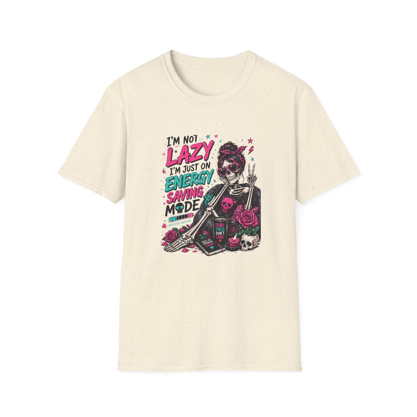 I'm Not Lazy I'm on Energy Saving Mode T-Shirt | Skeleton Girl Graphic Tee, Funny Sarcastic Shirt