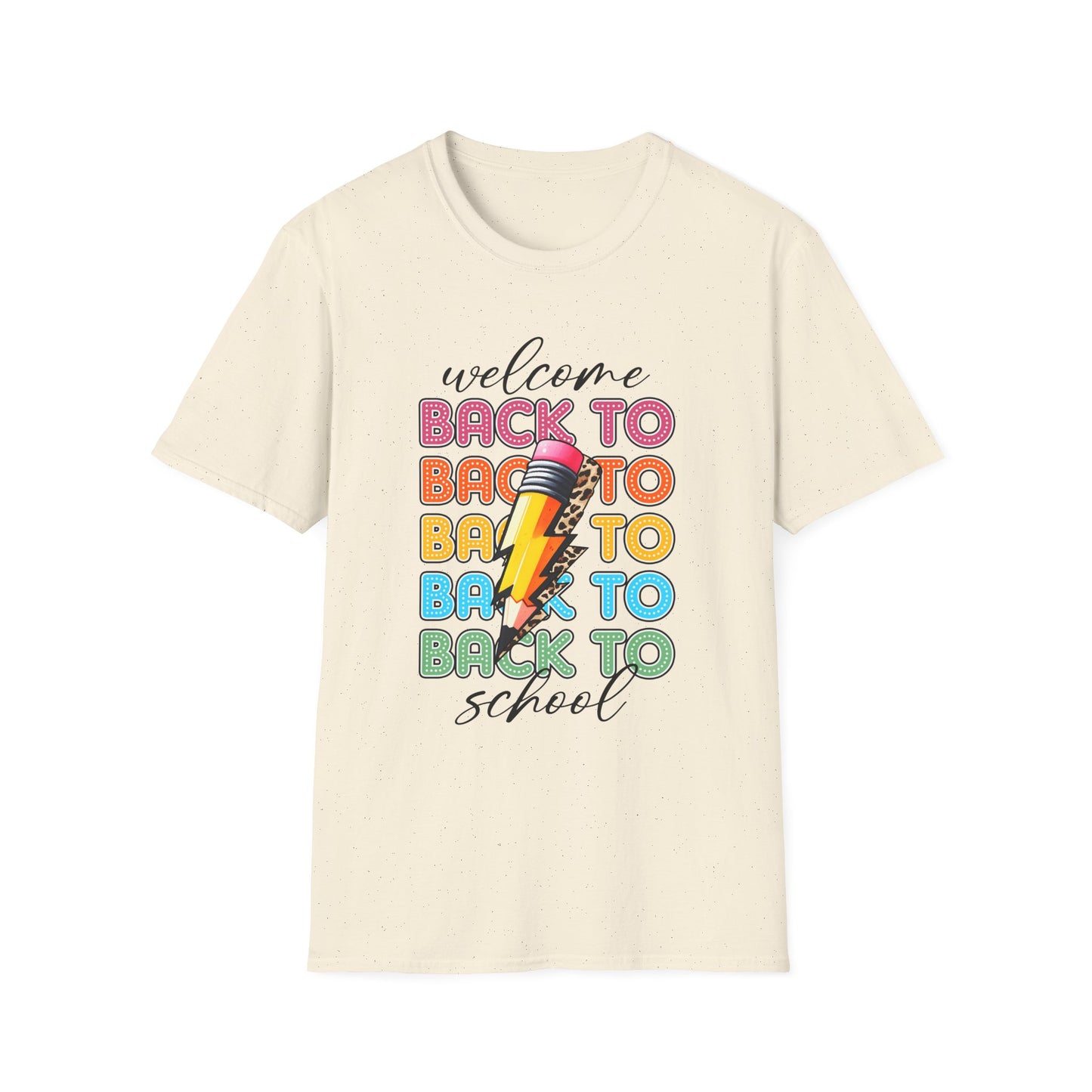 Welcome Back to School Pencil Graphic T-Shirt | Retro Colorful Typography