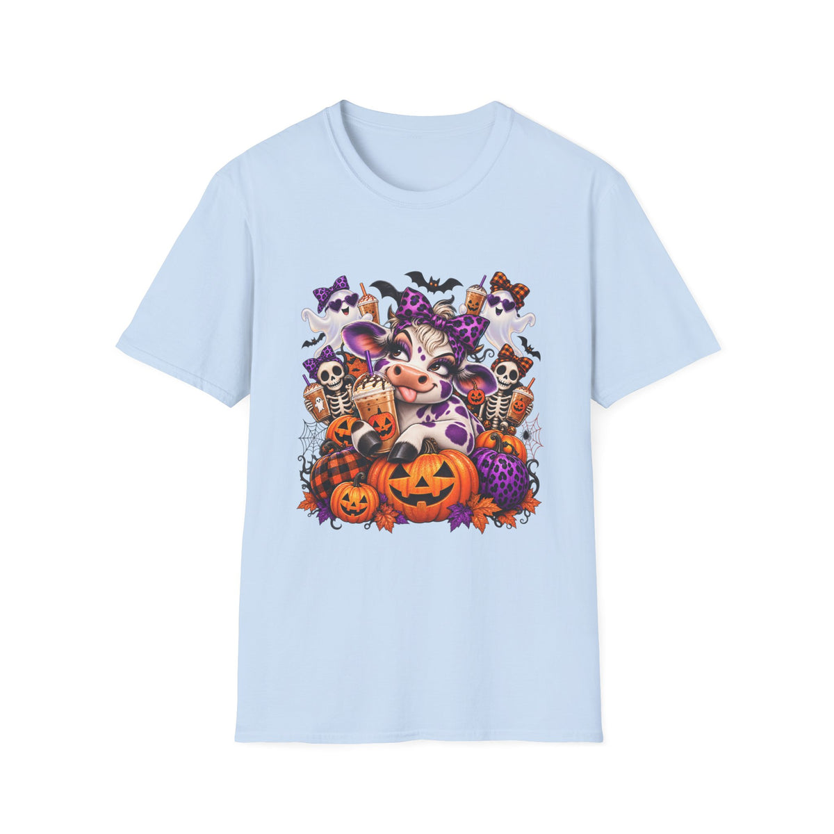 Sassy cow with Halloween Pumpkins T-Shirt | Spooky Cow Costume, Jack-o'-Lanterns