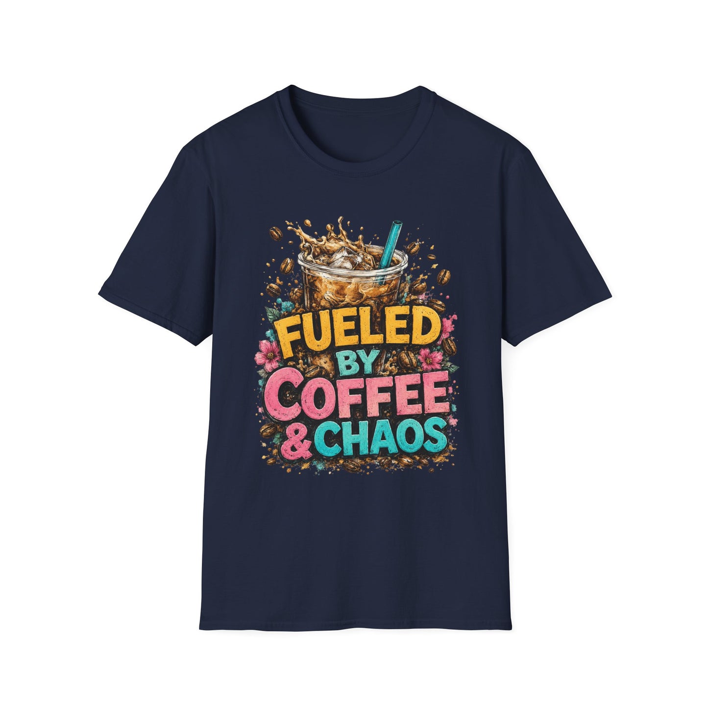Fueled by Coffee & Chaos T-Shirt | Iced Coffee Graphic Tee