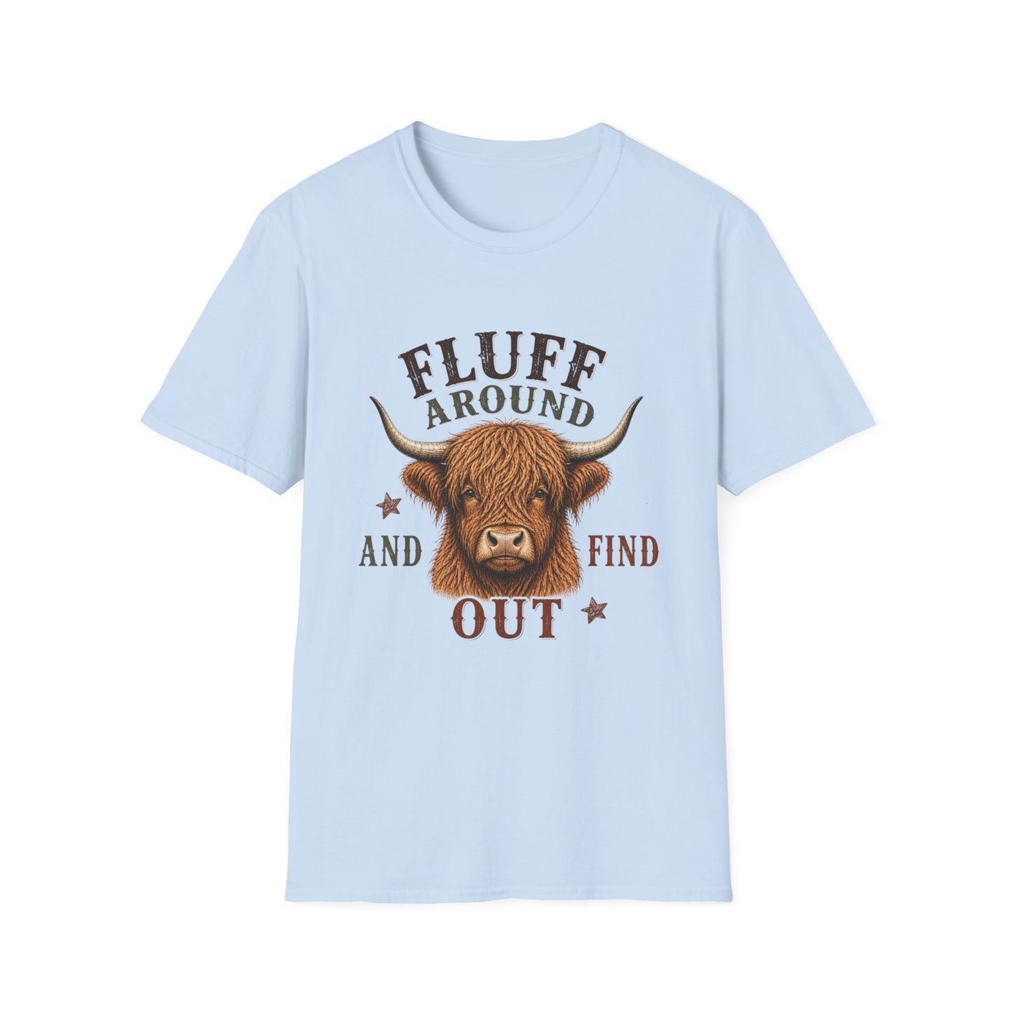 Fluff Around Highland Cow T-Shirt | Cow Illustration, Rustic Farm Tee