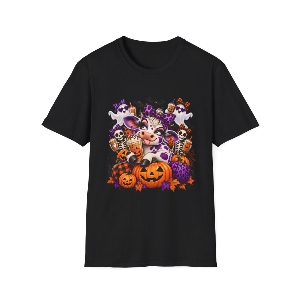 Sassy cow with Halloween Pumpkins T-Shirt | Spooky Cow Costume, Jack-o'-Lanterns
