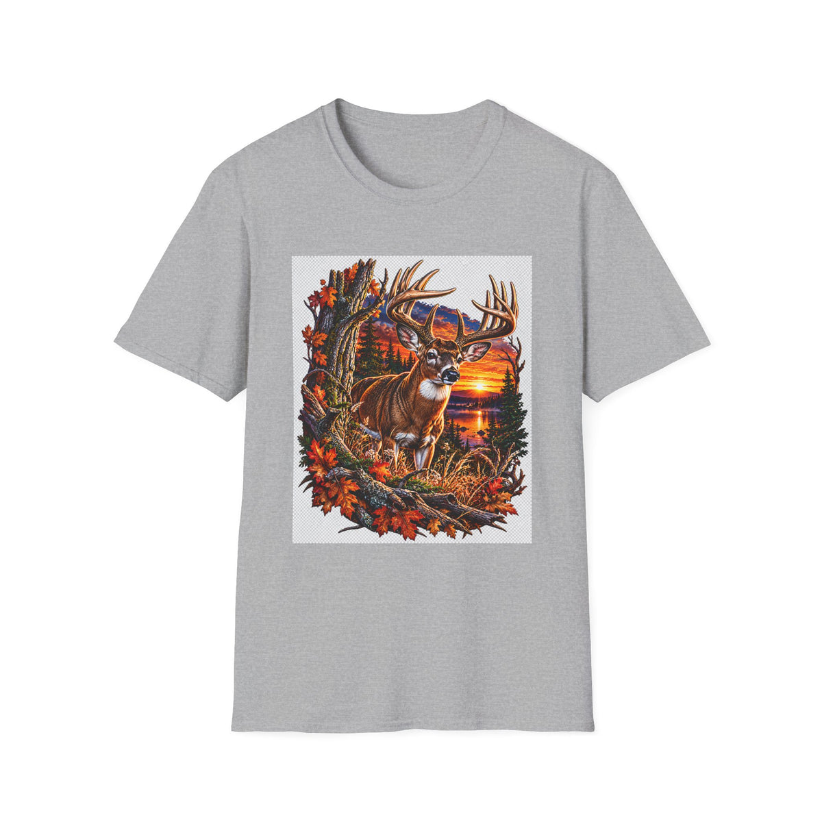 Deer Sunset T-Shirt — Autumn Hunting Scene Tee
