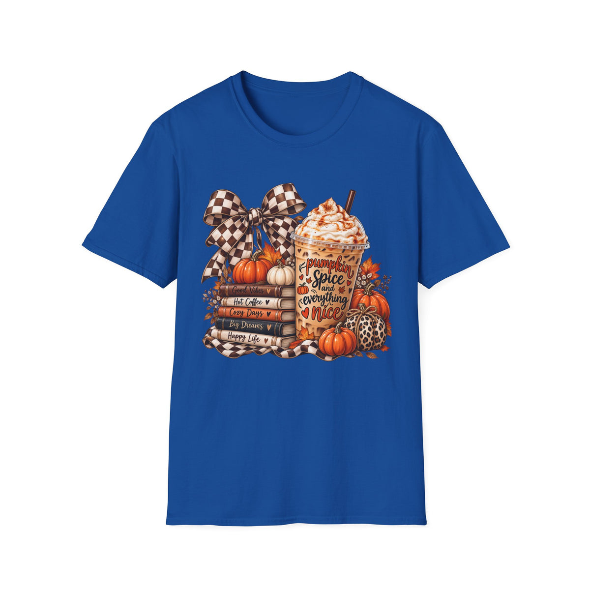 Pumpkin Spice Latte Stack T-Shirt | Fall Pumpkin Coffee Illustration