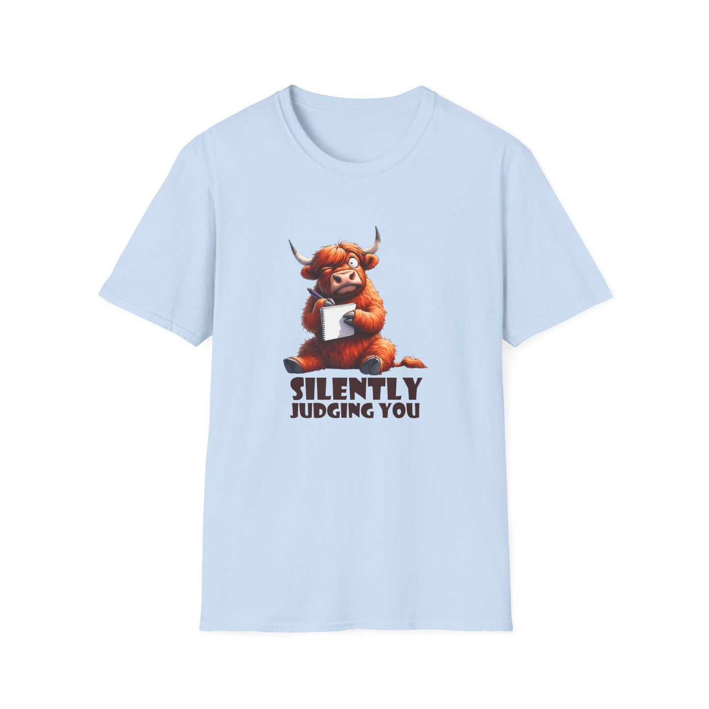 Silently Judging You Highland Cow T-Shirt | Funny Cow Illustration