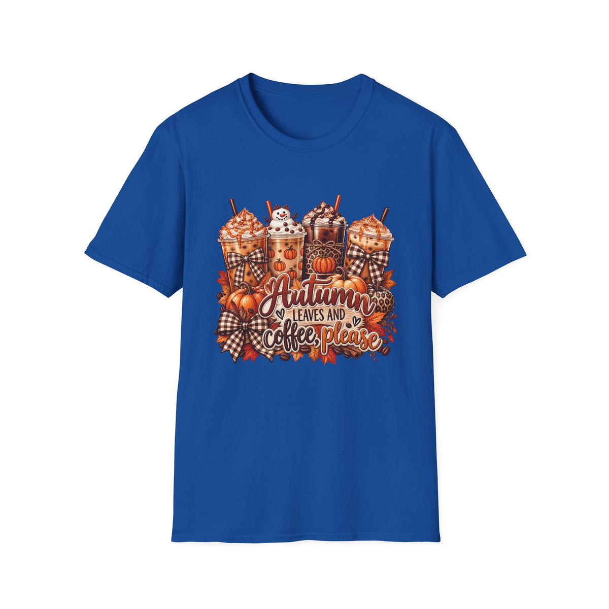 Autumn Leaves and Coffee Please T-Shirt | Fall Pumpkin Spice Coffee Design