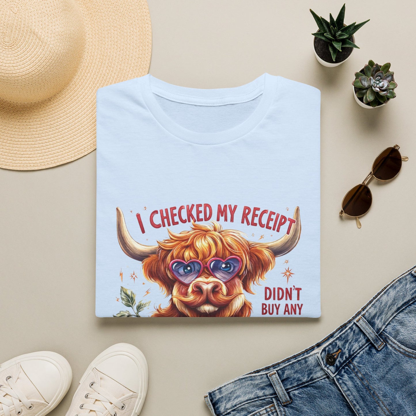 I Checked My Receipt Highland Cow T-Shirt