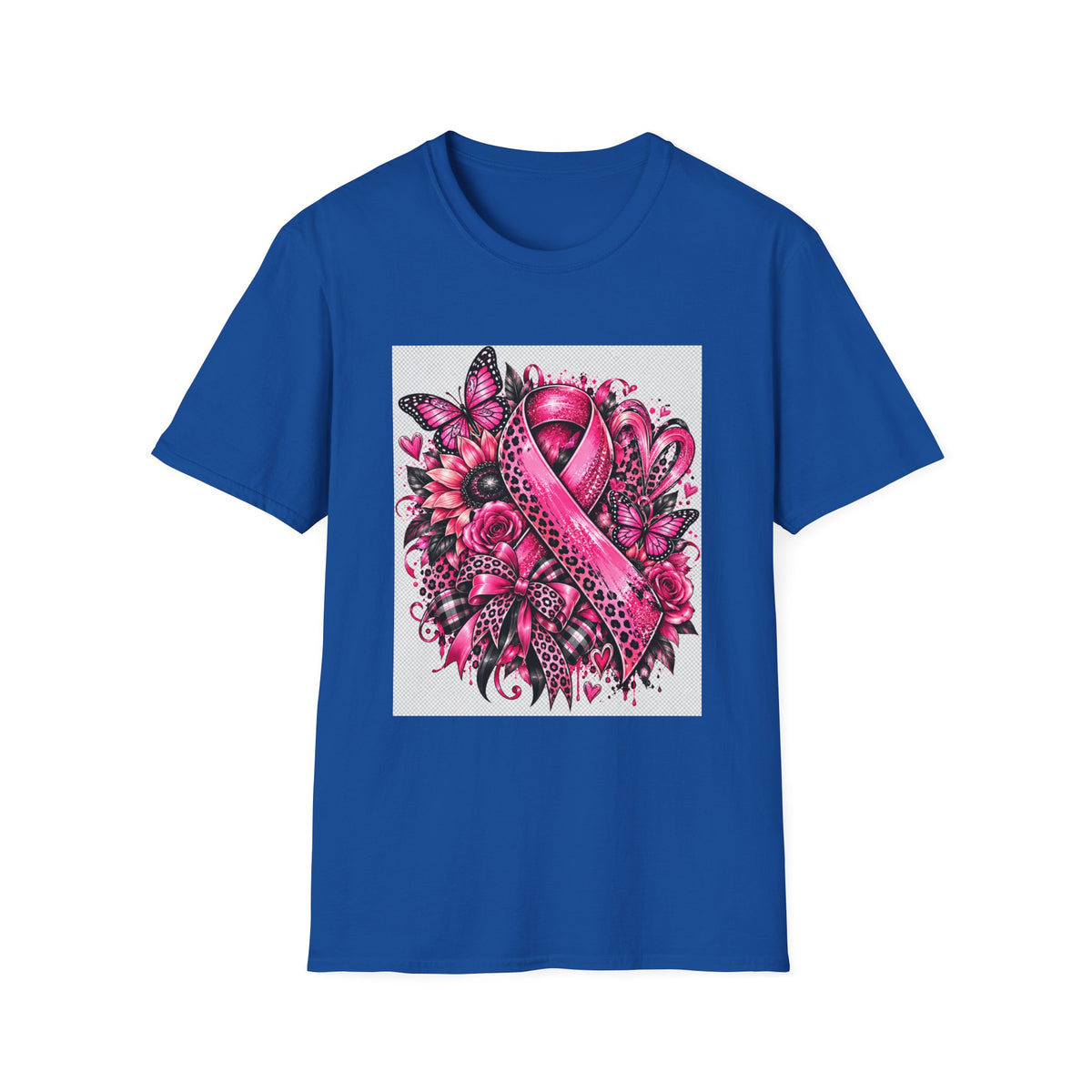 Breast Cancer Awareness Pink Ribbon T-Shirt — Floral Butterfly Support Tee