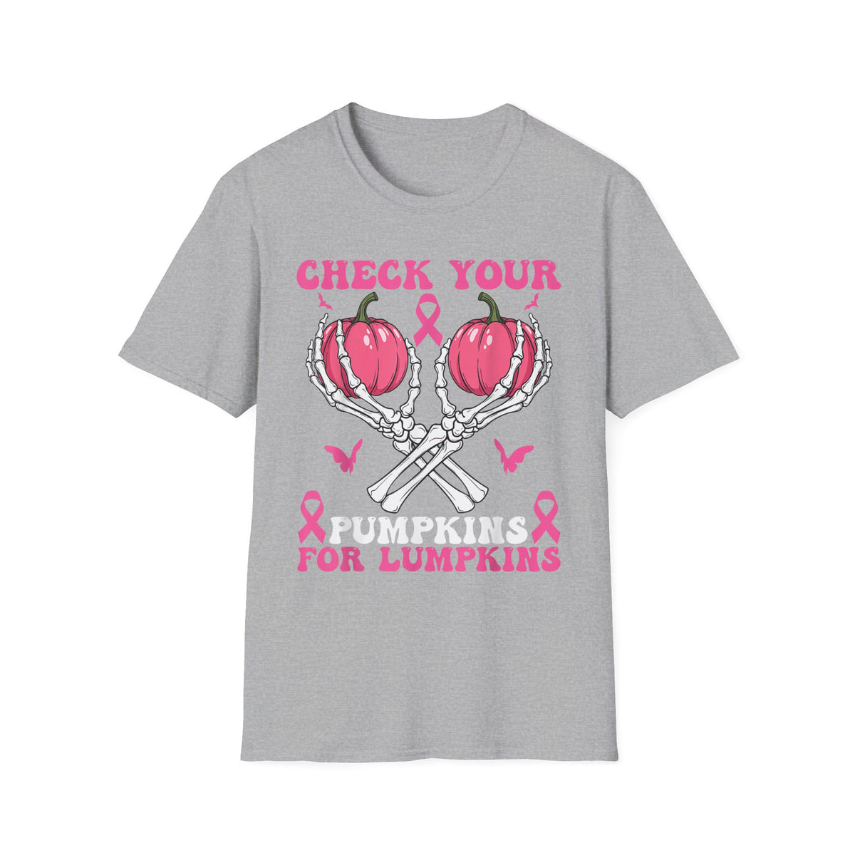 Check Your For Lumpkins T-Shirt — Breast Cancer Awareness Pumpkin Graphic