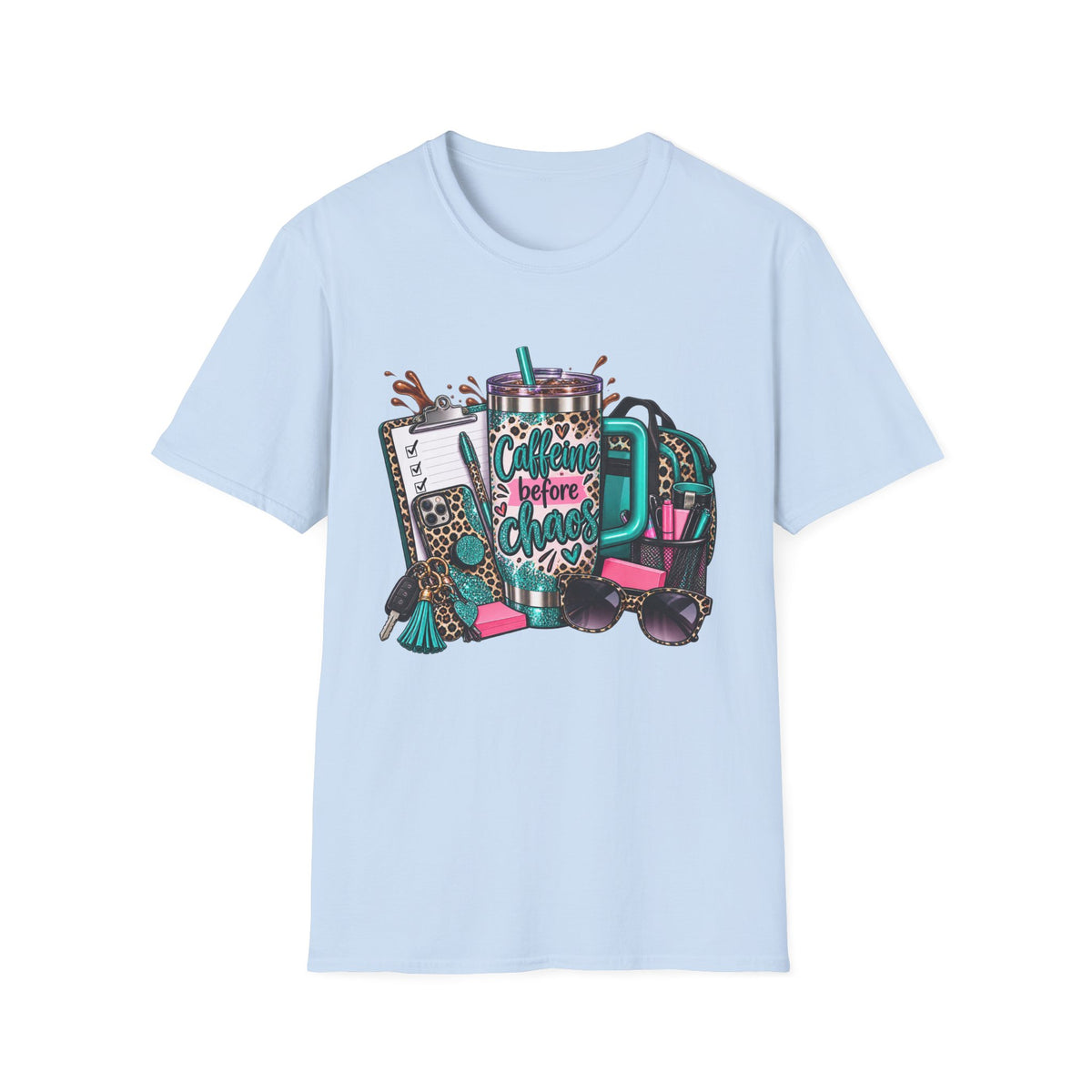 Coffee Before Chaos T-Shirt | Daily Essentials, Backpack, Sunglasses Graphic