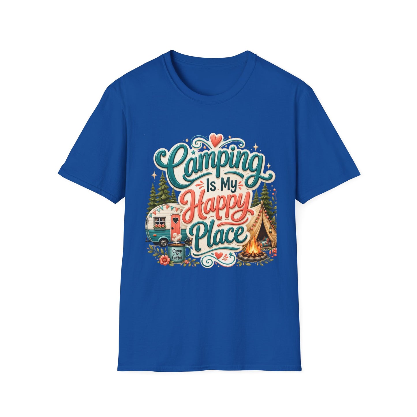 Camping Is My Happy Place T-Shirt | Retro Camping Design