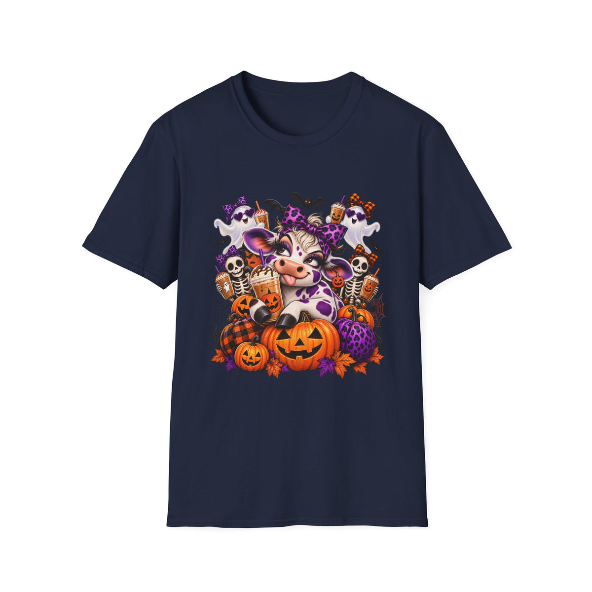 Sassy cow with Halloween Pumpkins T-Shirt | Spooky Cow Costume, Jack-o'-Lanterns