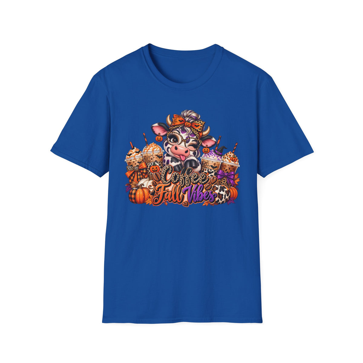 Cow Autumn Fall Vibes T-Shirt | Pumpkin Spice, Sunflowers, Cozy Harvest