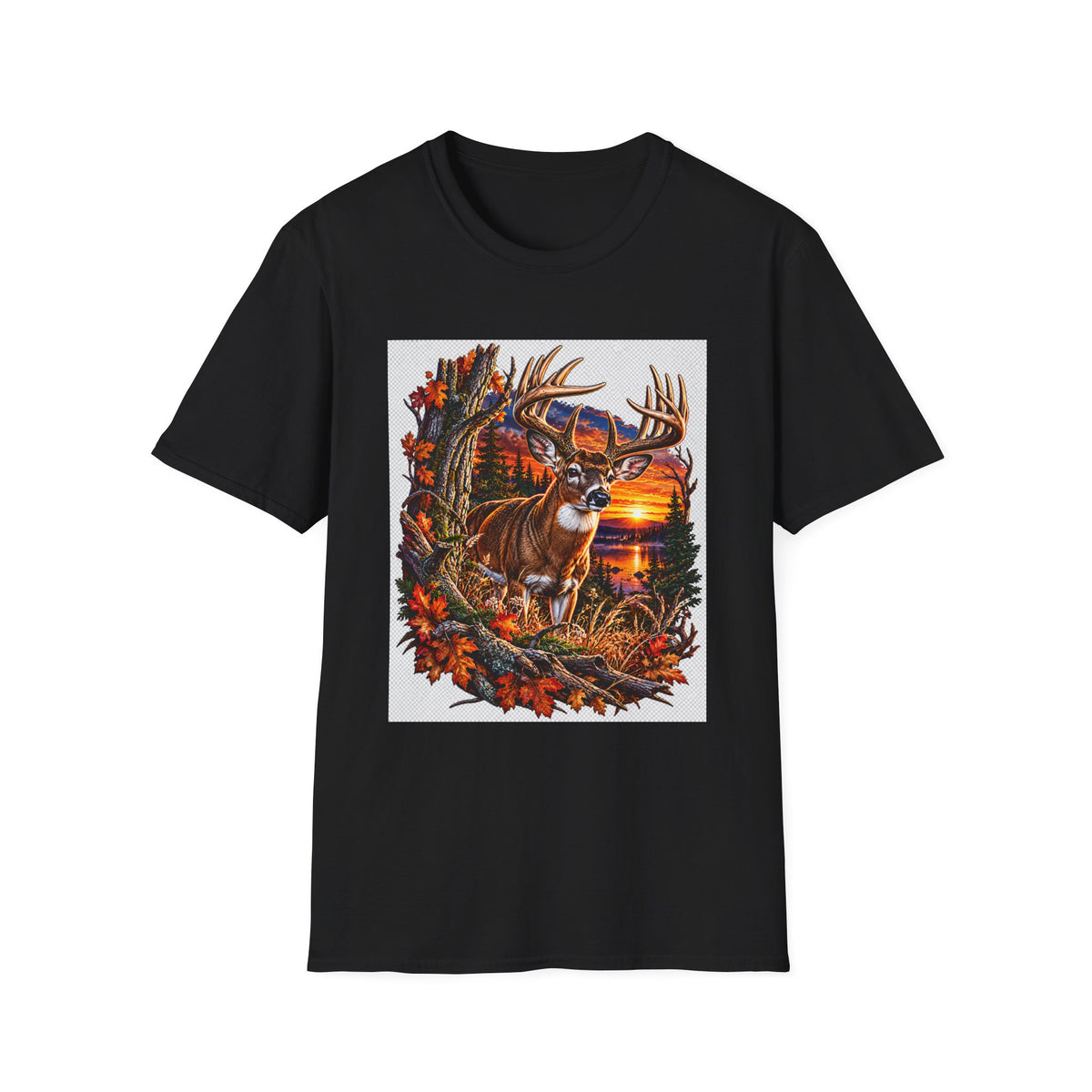 Deer Sunset T-Shirt — Autumn Hunting Scene Tee