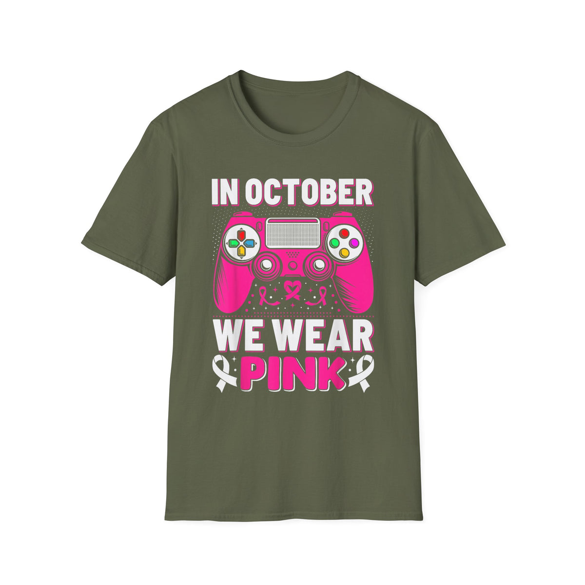 Breast Cancer Awareness Gaming T-Shirt - "In October We Wear Pink"