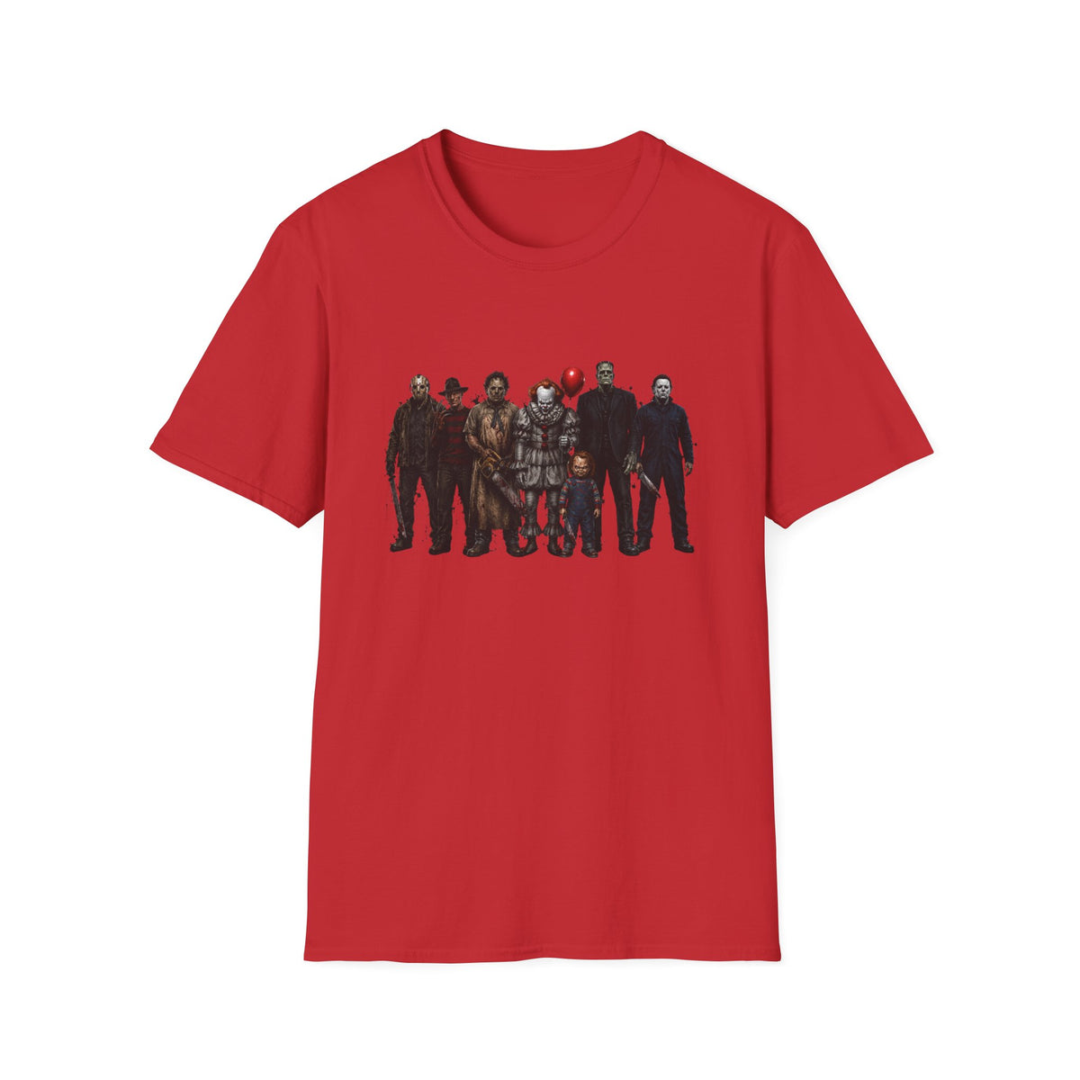 Horror Icons Lineup T-Shirt — Classic Slasher Movie Characters Tee