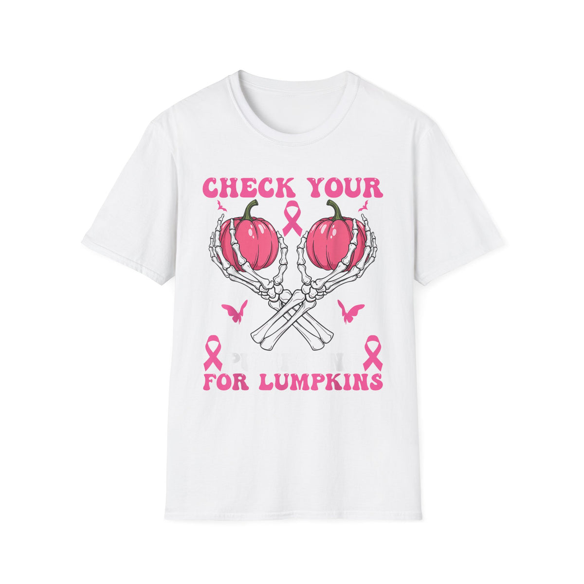 Check Your For Lumpkins T-Shirt — Breast Cancer Awareness Pumpkin Graphic