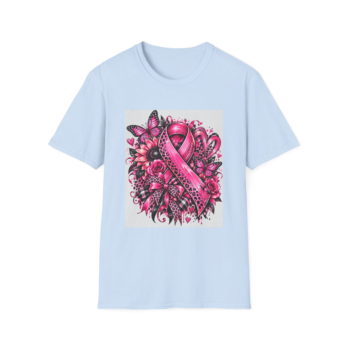 Breast Cancer Awareness Pink Ribbon T-Shirt — Floral Butterfly Support Tee