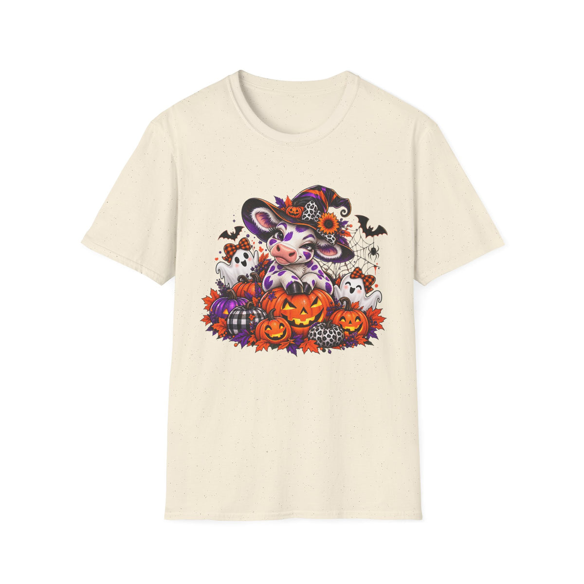 Halloween Winking Witch Cow T-Shirt | Pumpkin, Ghosts, Bats, Spooky Cute