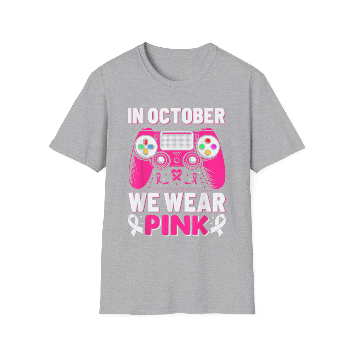 Breast Cancer Awareness Gaming T-Shirt - "In October We Wear Pink"