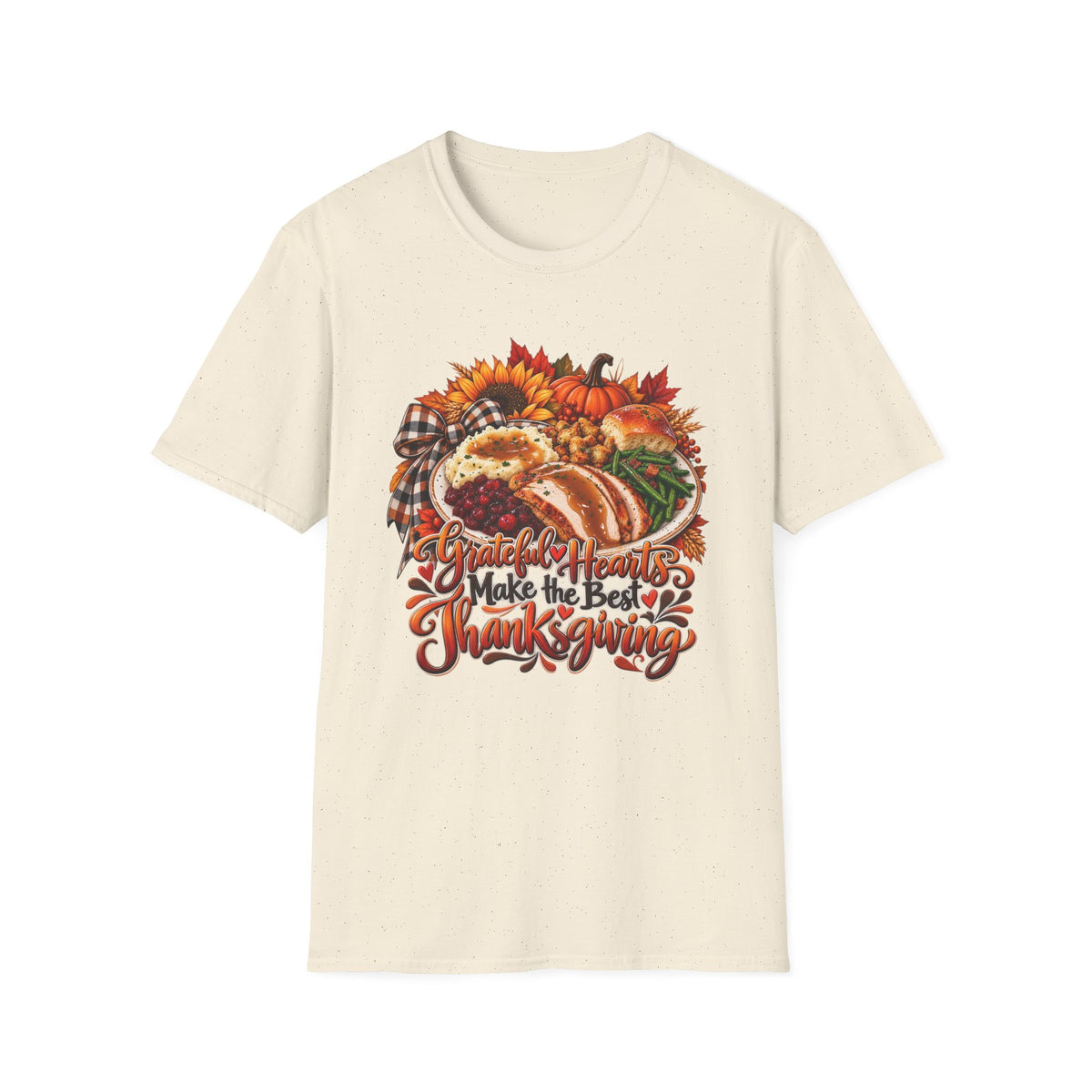 Grateful Hearts Make the Best Thanksgiving T-Shirt | Turkey Cornucopia Fall Design