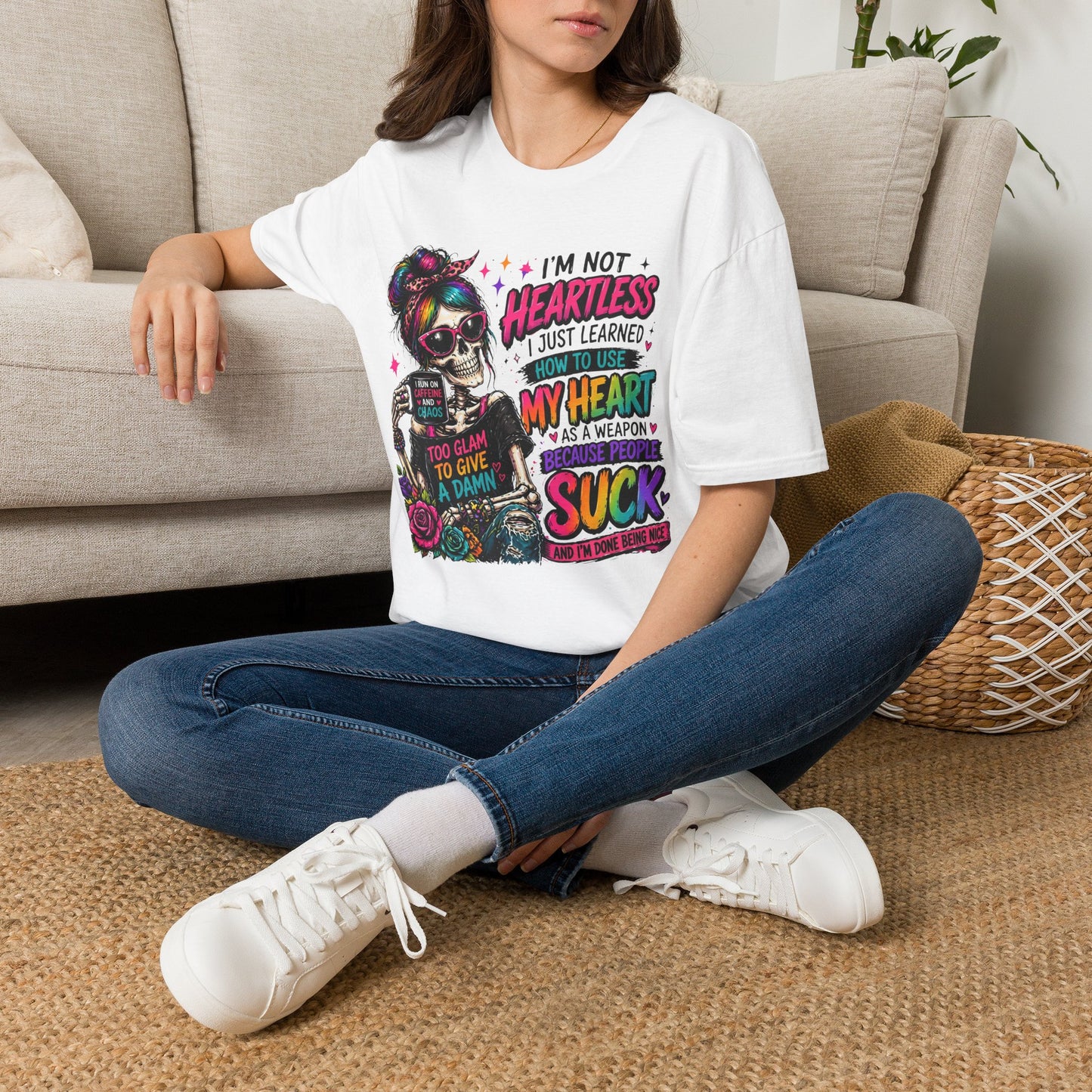 Skull Girl "Not Heartless" Graphic T-Shirt