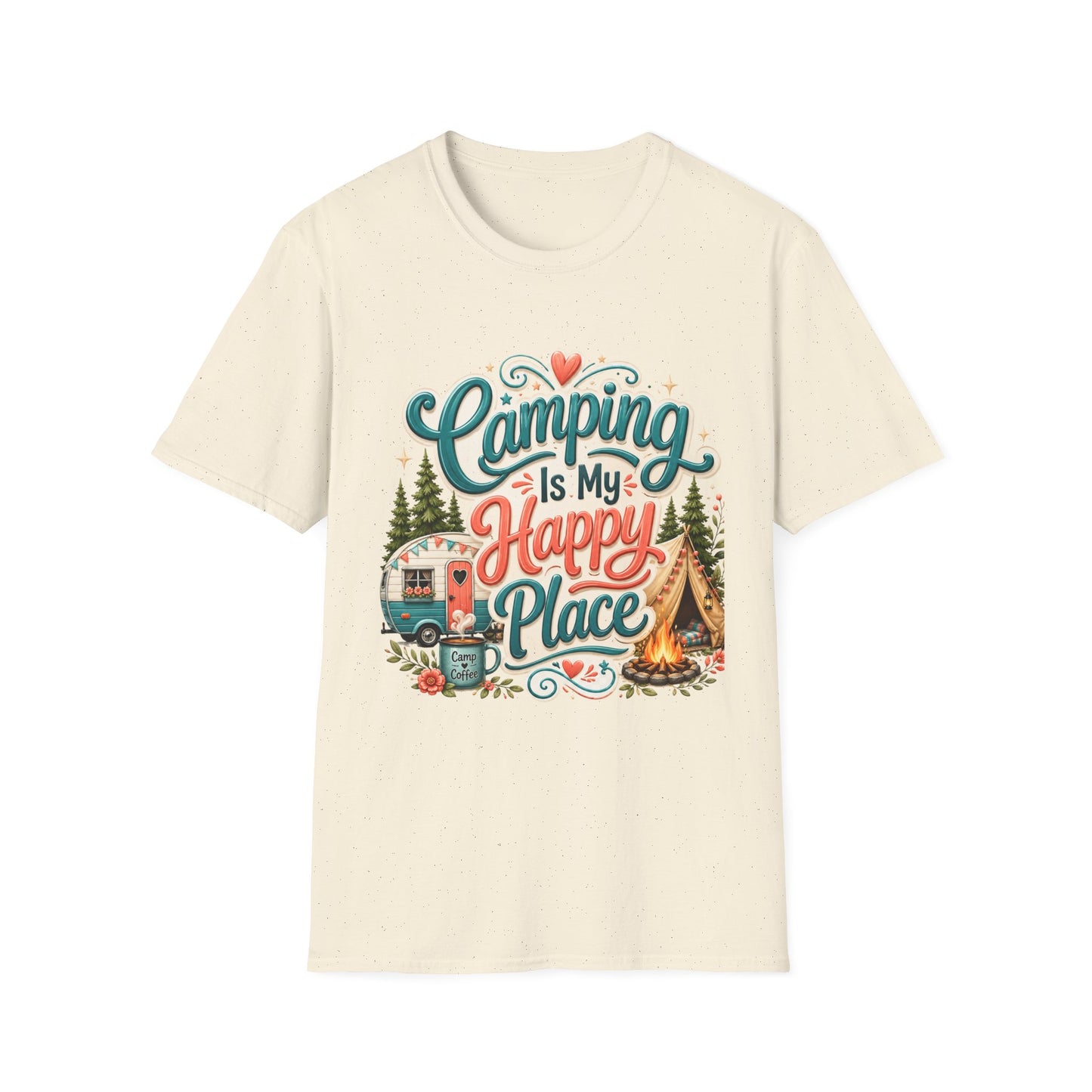 Camping Is My Happy Place T-Shirt | Retro Camping Design