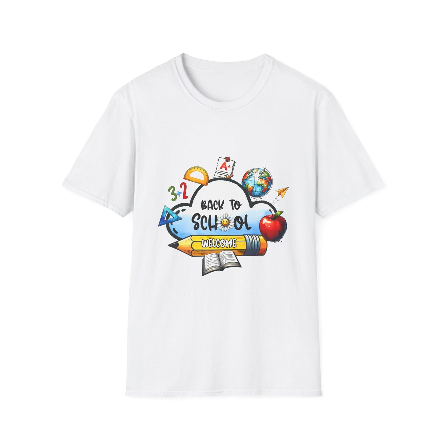 Back to School Graphic T-Shirt | Pencil, Globe, Apple, School Icons