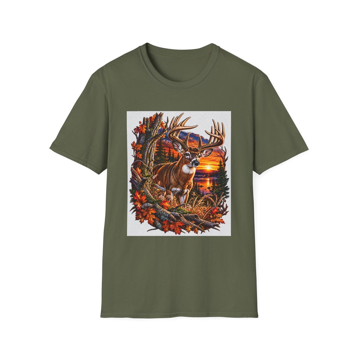 Deer Sunset T-Shirt — Autumn Hunting Scene Tee